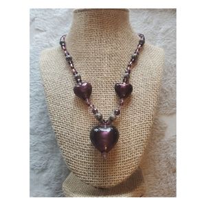 Handmade glass hearts and crystal beads